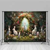 Aperturee - Aperturee Bunny Garland Easter Spring Photography Backdrop